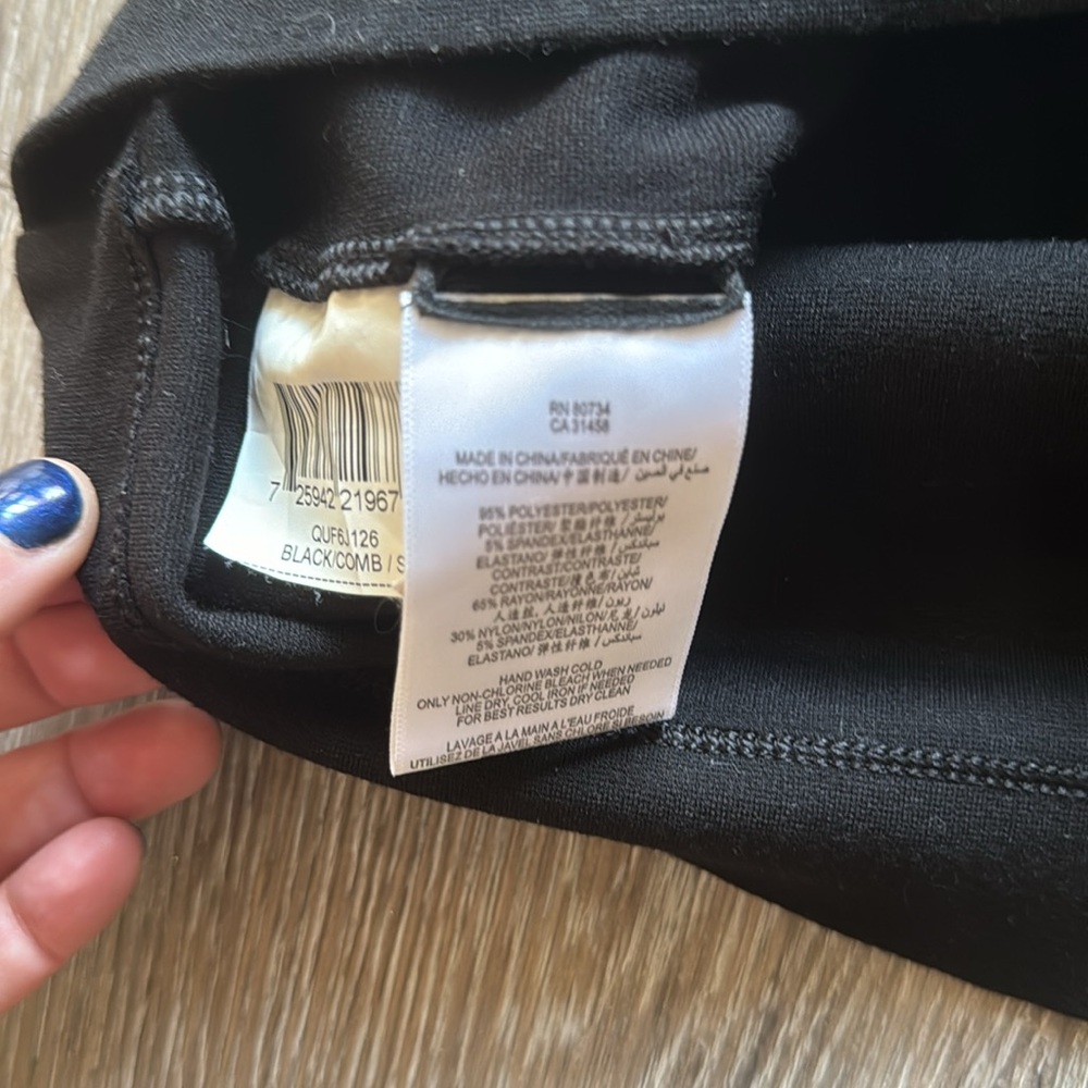 BCBGMaxazaria one shoulder black tan a bodycon mini cocktail stretch dress S - Picture 5 of 7